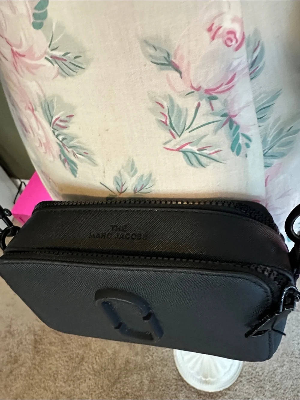 Marc Jacobs Snap Shot Black Leather Compact Double-Zip Camera Crossbody